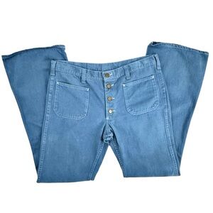 Vintage 70s Bell Bottom Jeans Lee Teens Made in USA Button Fly Flare Leg | 16/18